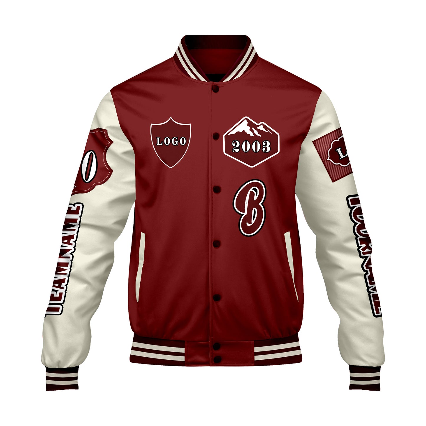 Custom Red White Letterman Varsity Jacket Personalized Embroidery Printing