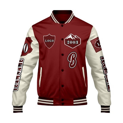 Custom Red White Letterman Varsity Jacket Personalized Embroidery Printing