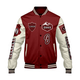 Custom Red White Letterman Varsity Jacket Personalized Embroidery Printing