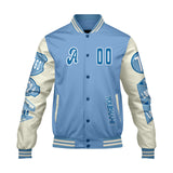 Custom Blue White Letterman Varsity Jacket Personalized Embroidery Printing