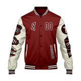 Custom Burgundy White Letterman Varsity Jacket Personalized Embroidery Printing