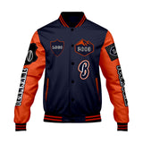 Custom Navy Orange Letterman Varsity Jacket Personalized Embroidery Printing