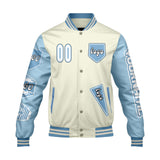 Custom White Lion Blue Letterman Varsity Jacket Personalized Embroidery Printing