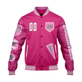Custom Pink Letterman Varsity Jacket Personalized Embroidery Printing