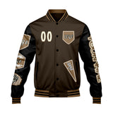 Custom Brown Black Letterman Varsity Jacket Personalized Embroidery Printing