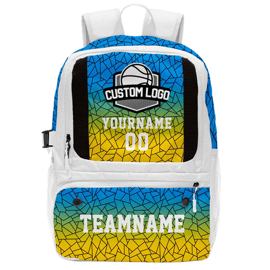 Custom Blue yellow Basketball Soccer Backpack Personalized Player Names - Numbers & Team Logo #150-BP-0914-0010