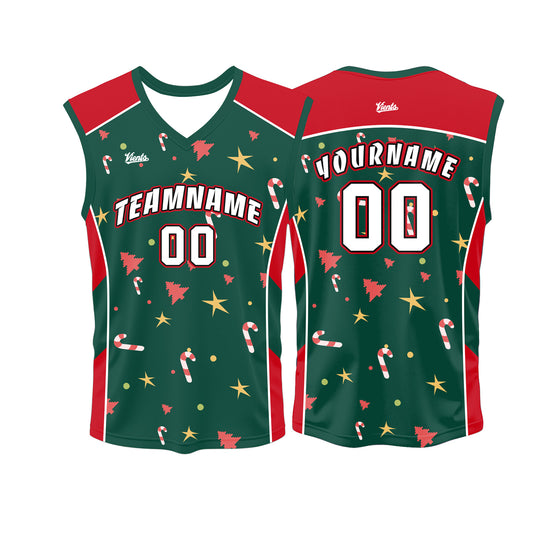 Custom Green Red White Wide Shoulder Basketball Jersey - Breathable Mesh Team Uniform for Adult & Yout