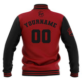 Custom Black Red Waterproof Varsity Jackets Personalized Stitched Name Number Logo to Letterman Jackets