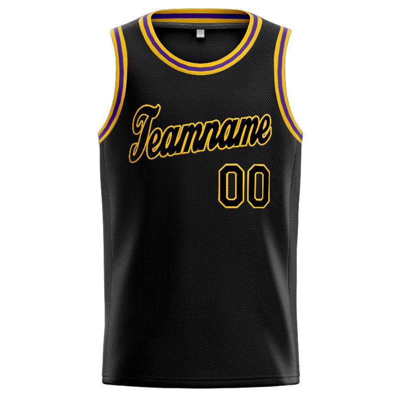 Custom Stitched Basketball Jersey for Men, Women And Kids Black-Yellow