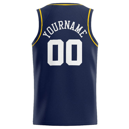 Custom Stitched Basketball Jersey for Men, Women And Kids Navy-White-Yellow