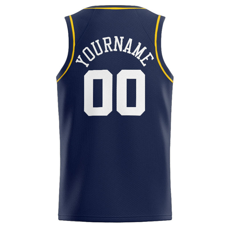 Custom Stitched Basketball Jersey for Men, Women And Kids Navy-White-Yellow