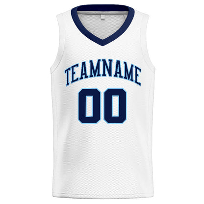 Custom Stitched Basketball Jersey for Men, Women And Kids White-Navy-Light Blue