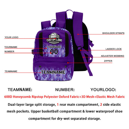 Custom Purple Basketball Soccer Backpack Personalized Player Names - Numbers & Team Logo #150-BP-0914-0017