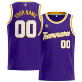 Custom Stitched Basketball Jersey for Men, Women  And Kids Purple-White-Yellow