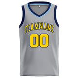 Custom Stitched Basketball Jersey for Men, Women And Kids Gray-Yellow-Navy