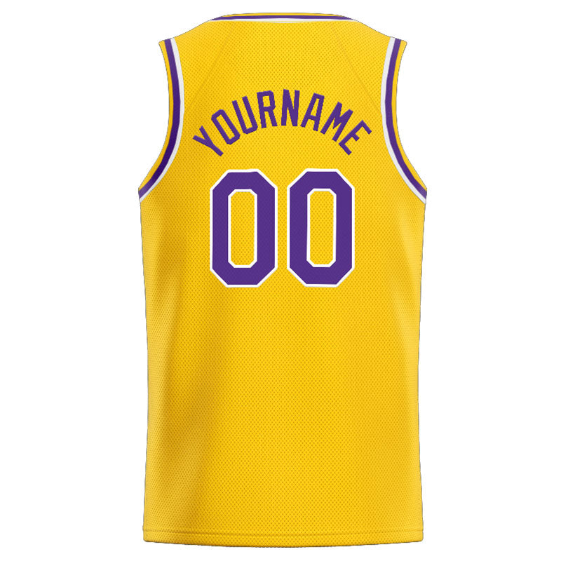 Custom Stitched Basketball Jersey for Men, Women And Kids Yellow-Purple-White