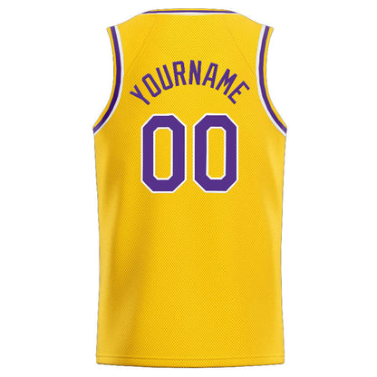 Custom Stitched Basketball Jersey for Men, Women And Kids Yellow-Purple-White