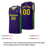 Custom basketball jersey shorts for men and women. Embroidered and printed name, number and logo Purple