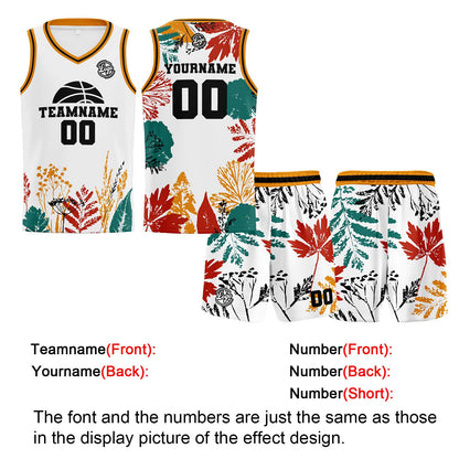Custom White Orange Reversible Basketball Suit for Adults and Kids Personalized Jersey