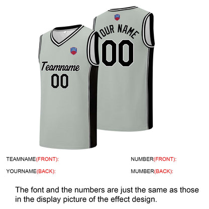 Custom basketball jersey shorts for men and women. Embroidered and printed name, number and logo Grey