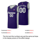 Custom basketball jersey shorts for men and women. Embroidered and printed name, number and logo Purple