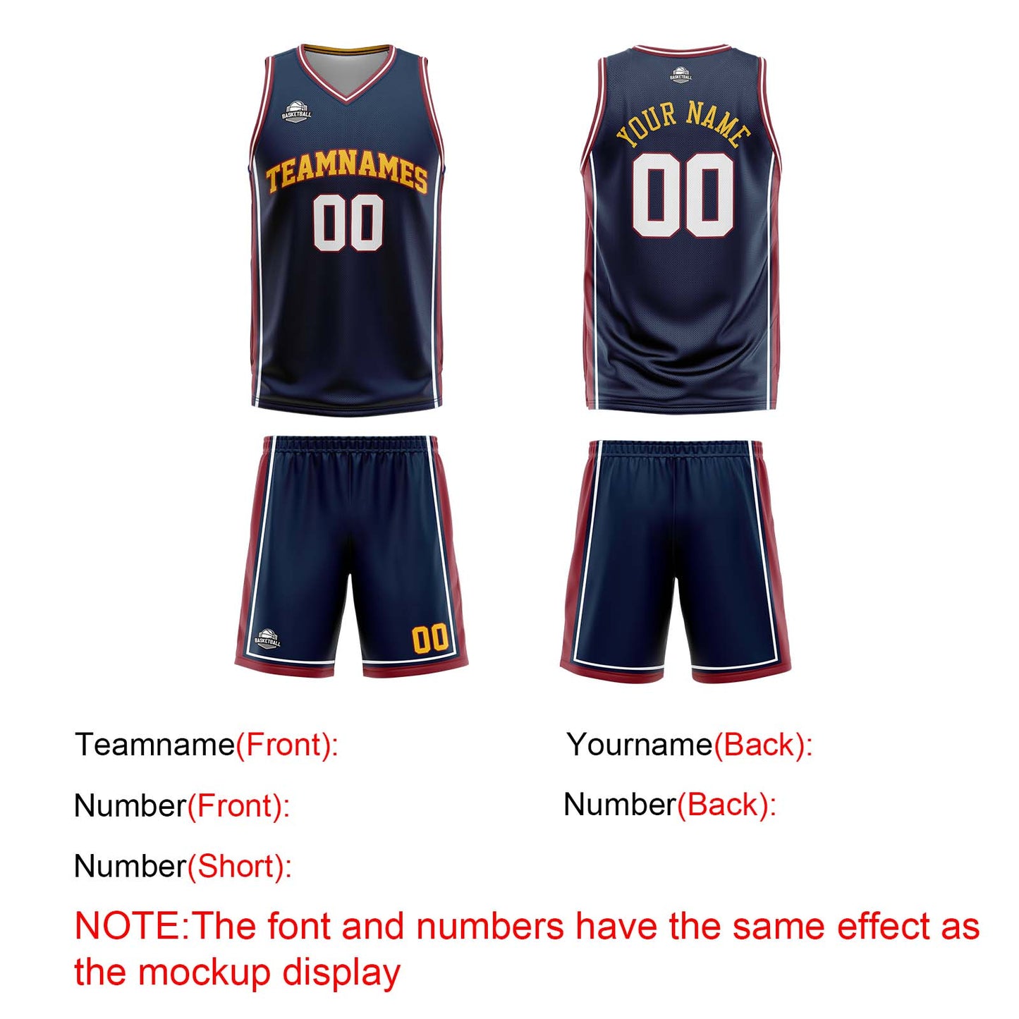 Custom Navy White Yellow Reversible Basketball Suit for Adults and Kids Personalized Jersey