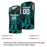 Custom basketball jersey for men and women. Stitched and printed name, number and logo Black&Teal