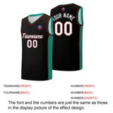 Custom basketball jersey shorts for men and women. Embroidered and printed name, number and logo Black&Green