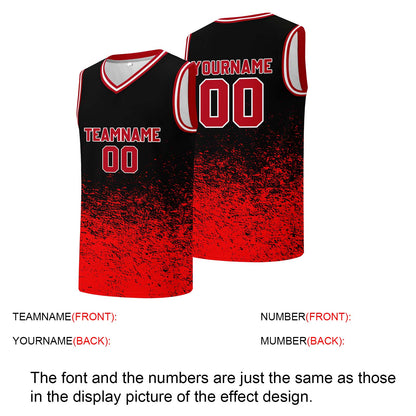 Custom basketball jersey for men and women. Stitched and printed name, number and logo Black&Red