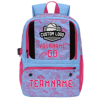 Custom Blue Rose Red Basketball Soccer Backpack Personalized Player Names Numbers Team Logo #BB-0919-0006