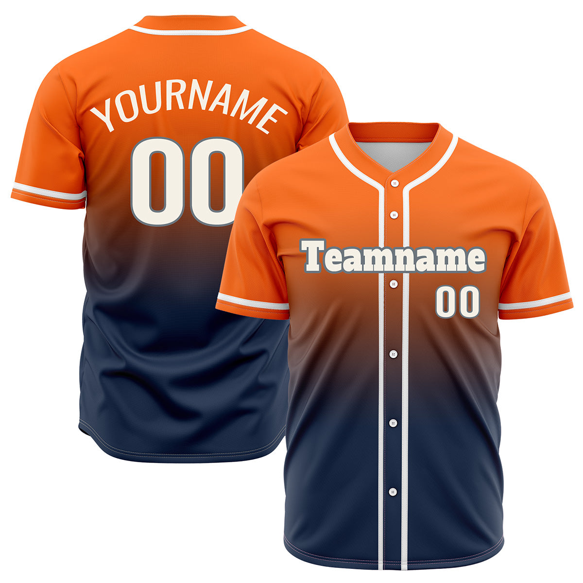 Custom Orange Dark Blue Hip Hop Baseball Jersey Stitched Printed - Personalized Name Number Shirts #BB-0919-0076