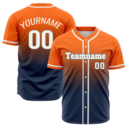 Custom Orange Dark Blue Hip Hop Baseball Jersey Stitched Printed - Personalized Name Number Shirts #BB-0919-0076