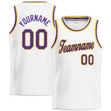 Custom Stitched Basketball Jersey for Men, Women And Kids White-Yellow-Purple