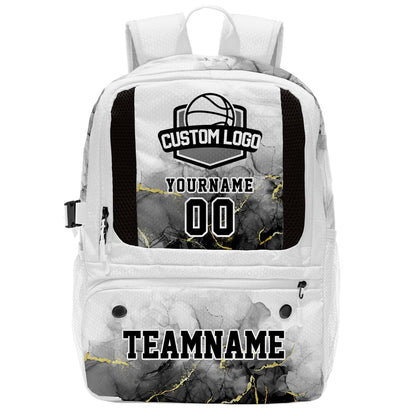 Custom White Basketball Soccer Backpack Personalized Player Names - Numbers & Team Logo #150-BP-0914-0032