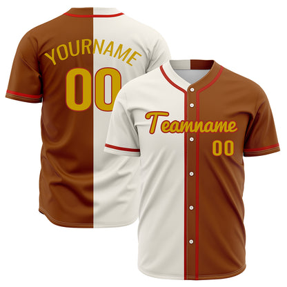 Custom Off White Brown Hip Hop Baseball Jersey Stitched Printed - Personalized Name Number Shirts #BB-0919-0070