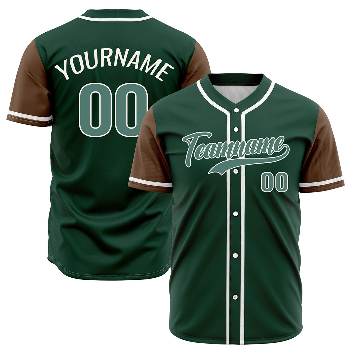 Custom Dark Green Brown Hip Hop Baseball Jersey Stitched Printed - Personalized Name Number Shirts #BB-0919-0055
