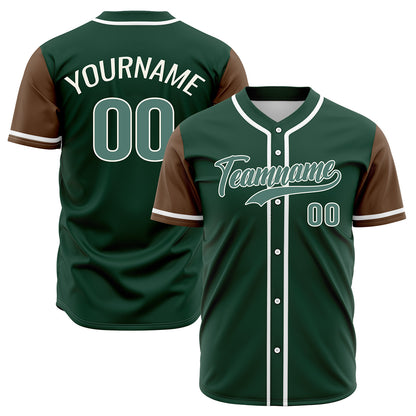 Custom Dark Green Brown Hip Hop Baseball Jersey Stitched Printed - Personalized Name Number Shirts #BB-0919-0055