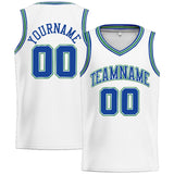 Custom Stitched Basketball Jersey for Men, Women And Kids White-Royal-Kelly Green