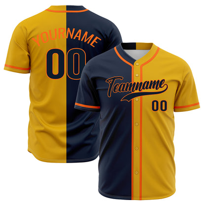 Custom Yellow Dark Blue Hip Hop Baseball Jersey Stitched Printed - Personalized Name Number Shirts #BB-0919-0094