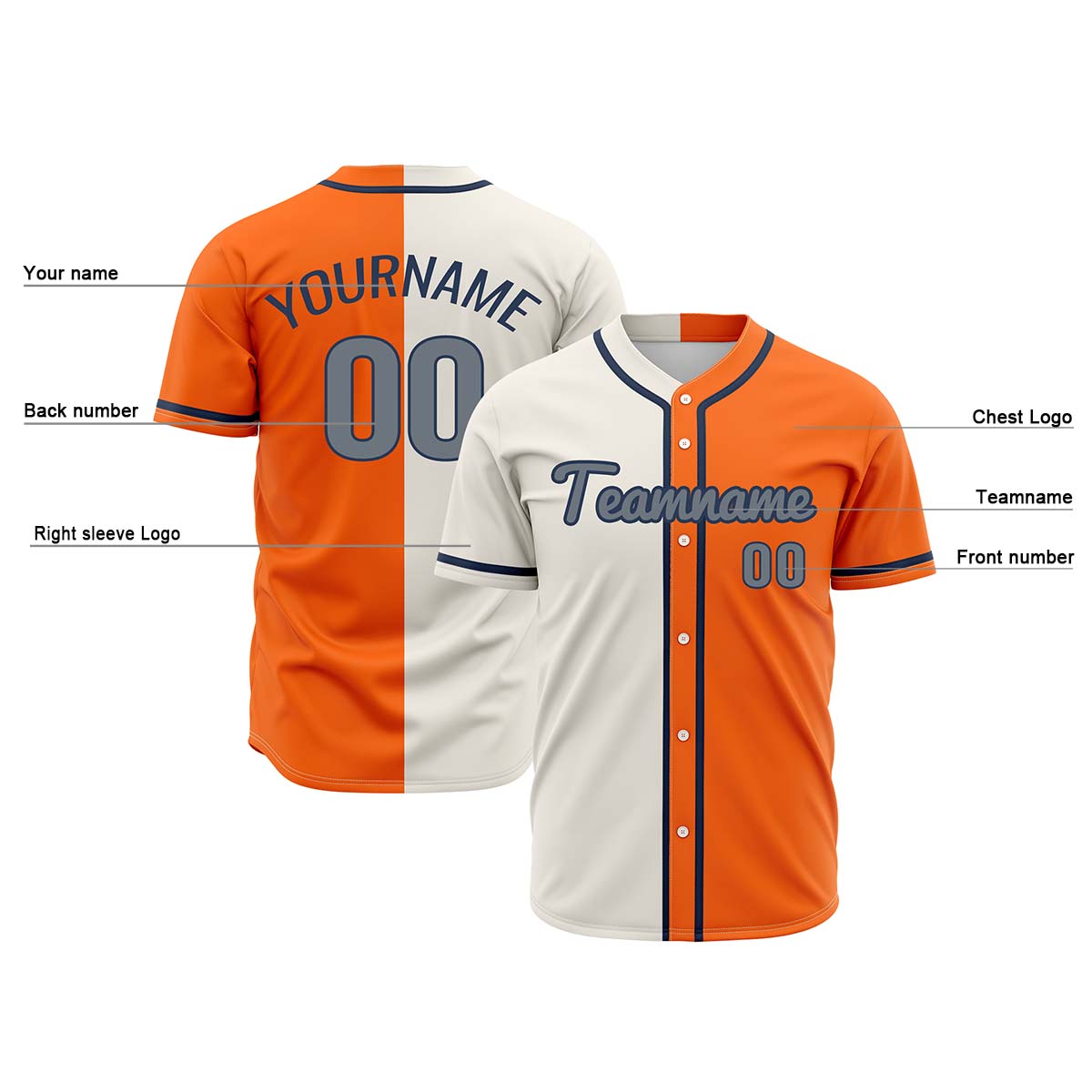 Custom Orange Off White Hip Hop Baseball Jersey Stitched Printed - Personalized Name Number Shirts #BB-0919-0081