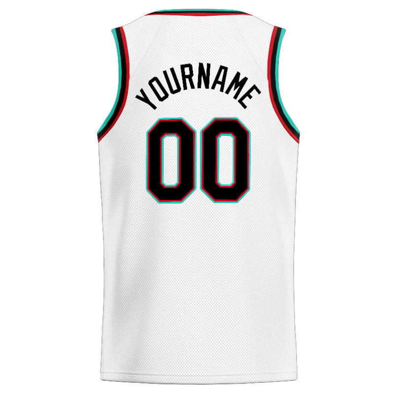 Custom Stitched Basketball Jersey for Men, Women And Kids White-Teal-Black-Red