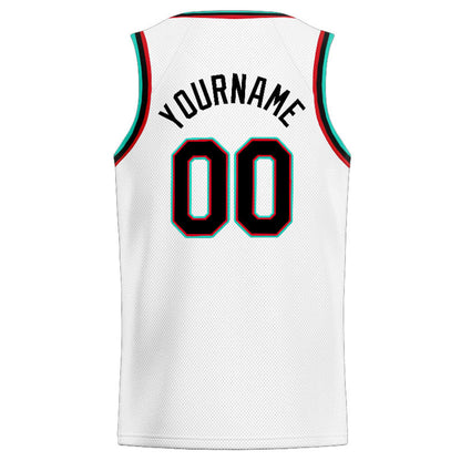Custom Stitched Basketball Jersey for Men, Women And Kids White-Teal-Black-Red