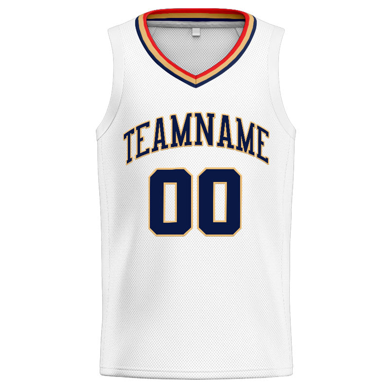 Custom Stitched Basketball Jersey for Men, Women And Kids White-Navy-Gold-Red