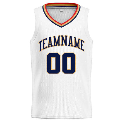 Custom Stitched Basketball Jersey for Men, Women And Kids White-Navy-Gold-Red