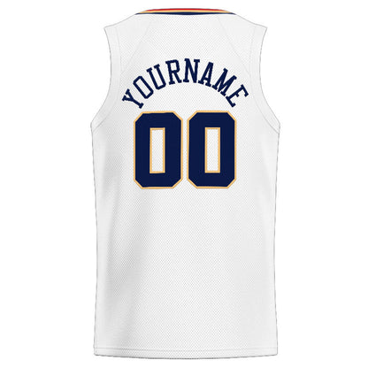 Custom Stitched Basketball Jersey for Men, Women And Kids White-Navy-Gold-Red