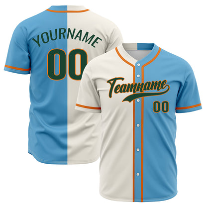 Custom Light Blue Off White Hip Hop Baseball Jersey Stitched Printed - Personalized Name Number Shirts #BB-0919-0065