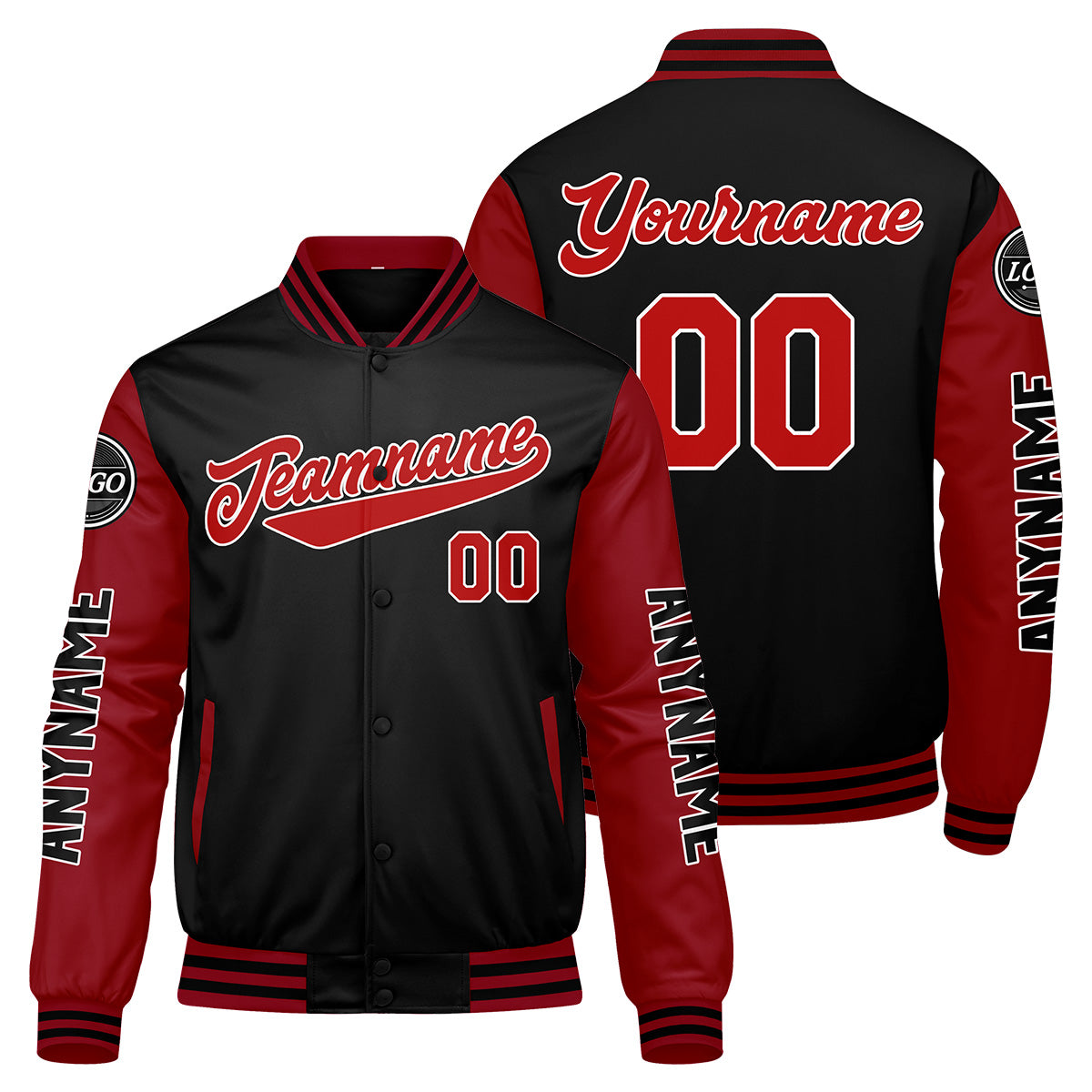 Custom Red Black Varsity Jackets for Men Women Youth Personalized Letterman Jackets