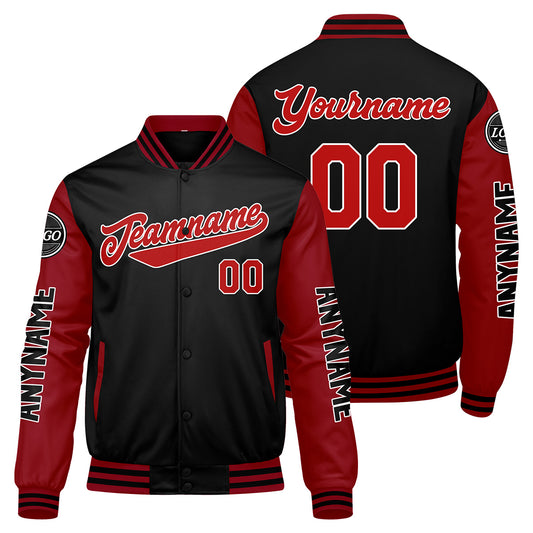 Custom Red Black Varsity Jackets for Men Women Youth Personalized Letterman Jackets