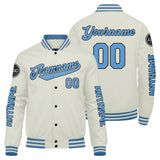 Custom Cream Light Blue Varsity Jackets for Men Women Youth Personalized Letterman Jackets
