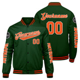 Custom Dark Green Orange Varsity Jackets for Men Women Youth Personalized Letterman Jackets
